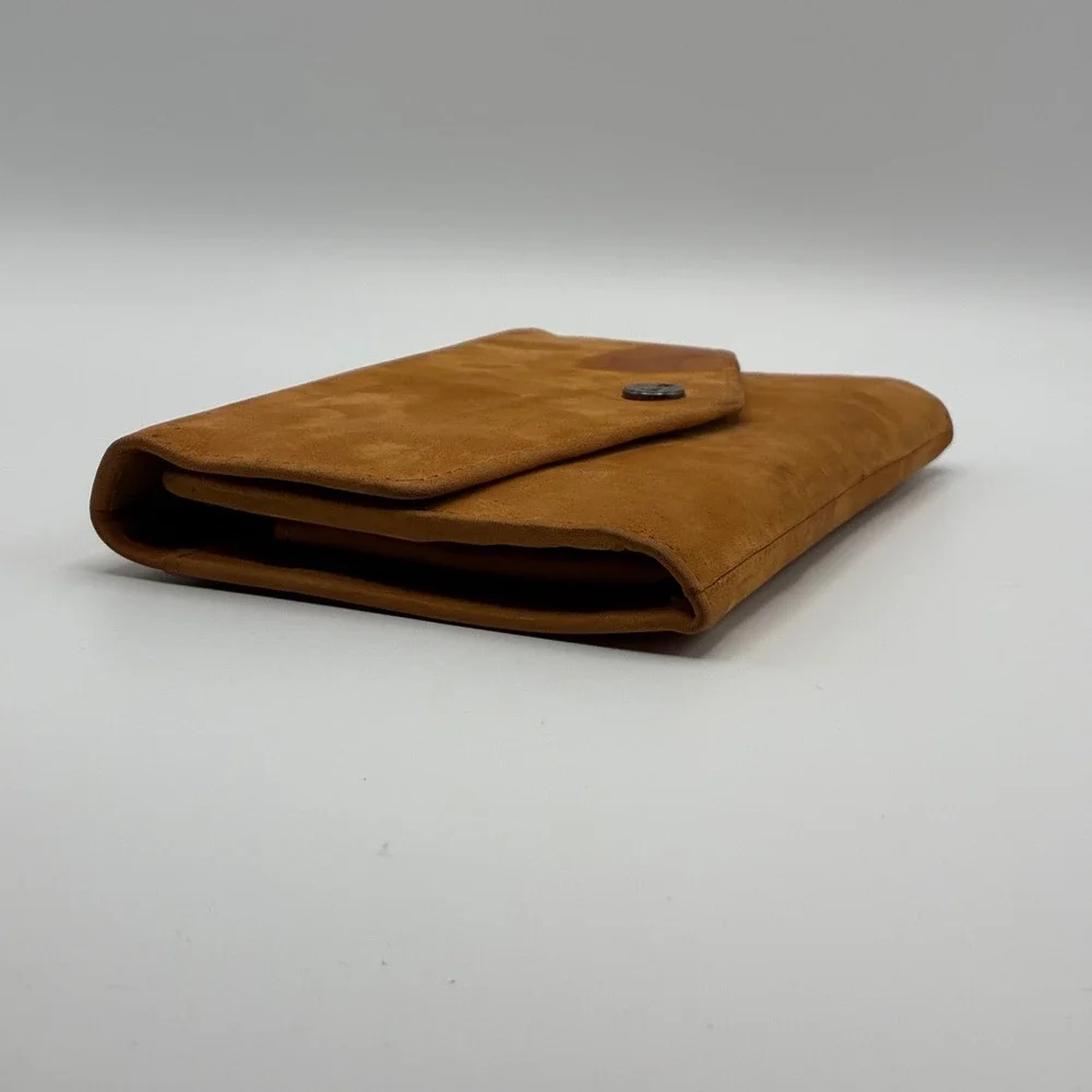 Timberland Wallet Brown Genuine Leather Tri-Fold Snap Closure Logo Accessory